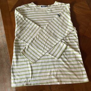 Saint James L'Atelier Women's Shirt Small Green White Stripe Cotton